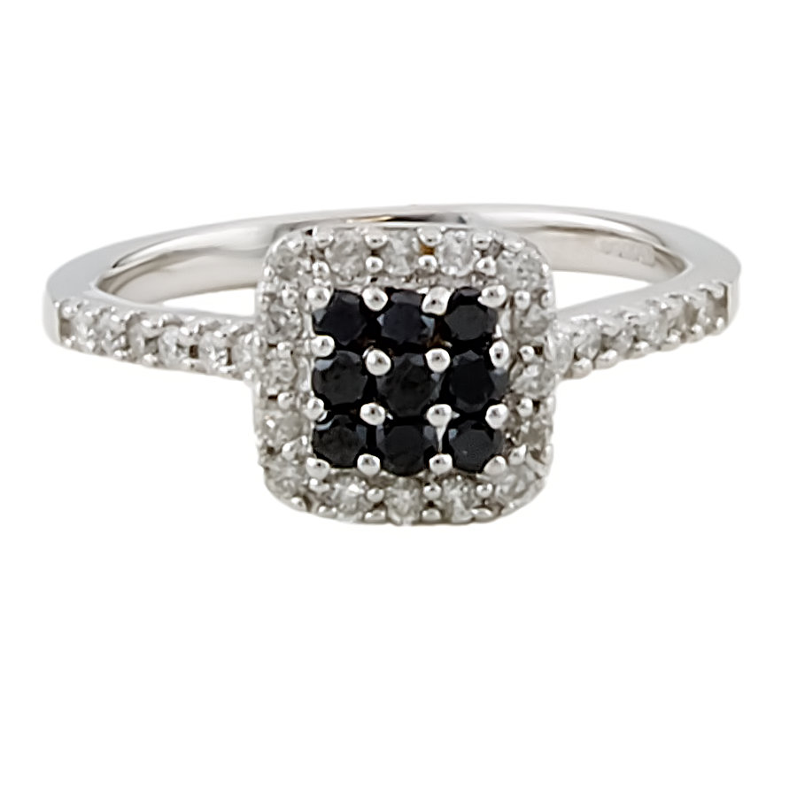 9ct White Gold Diamond Cluster Ring Size N